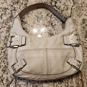 MICHAEL MK Purse, Off White/ Cream Leather Shoulder Bag, Small Lightweight EUC